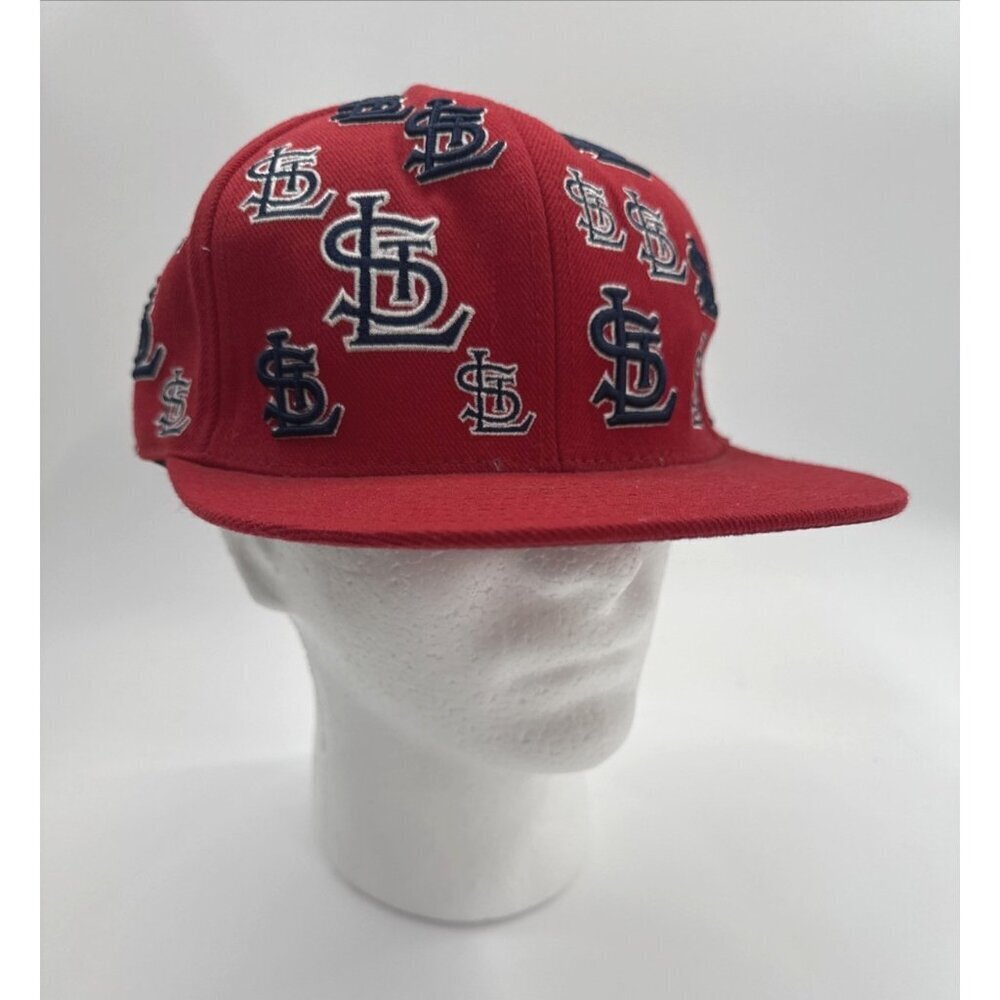 Vintage Cooperstown St Louis Cardinals Hat Cap Wool Red Mens 7 1/2 Logo All Over